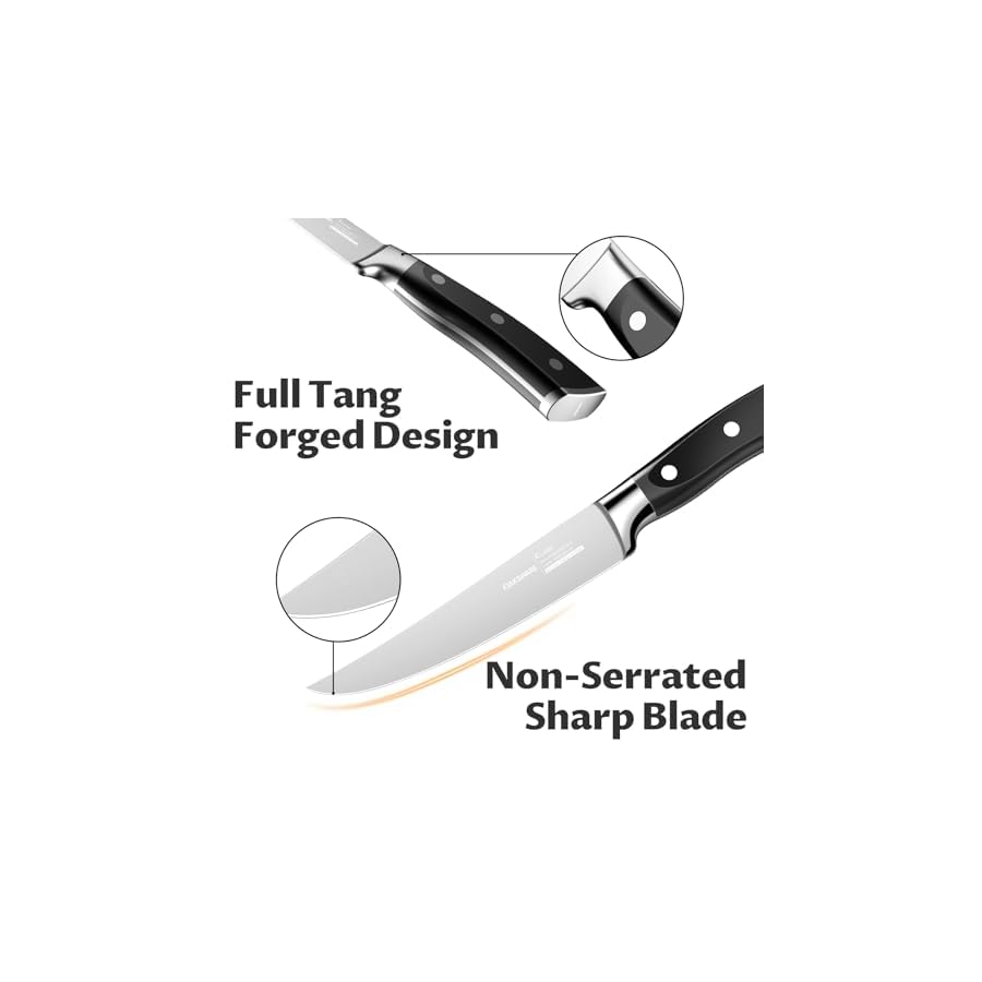 OAKSWARE-Steak-Knives-Set-of-8-with-Walnut-Block-5-inch-Non-Serrated-Steak-Knife-Set-8-Pieces-Straight-Edge-Kitchen-Steak-Knives-Forged-German-Steel-Full-Tang-Handle OAKSWARE Steak Knives Set of 8 with Walnut Block, 5 inch Non Serrated Steak Knife Set, 8 Pieces Straight Edge Kitchen Steak Knives - Forged German Steel - Full Tang Handle