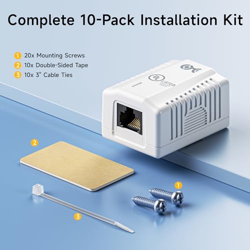 Boîtier de montage surface RJ45 Cat6 Cable Matters blanc x10 - 7