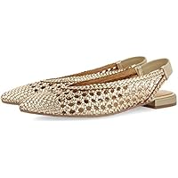 GIOSEPPO Bailarinas Trenzadas de Piel en Color Dorado para Mujer