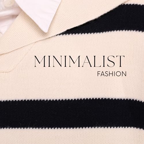 Image of Women's Knitted Sweater | Sleeveless Striped Pattern Long Knit Sweaters | Seasonal Women's Tops Modest Clothing (US, Alpha, Small, Regular, Regular, Navy Blue-Beige)