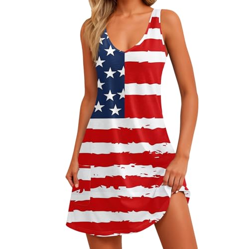 Red White and Blue Dress for Women Festival Graphic Casual Fashion O Neck Patriotic USA Flag Lounge Maternity 4th of July Outfit Vestidos De Verano para Mujer 2025