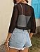 ZAFUL Women's Open Front Bolero Shrug Cardigans Shrugs for Dresses 3/4 Sleeve Lightweight Cropped Tops Black M
