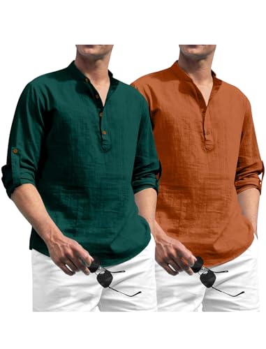 Image of Zombom Men's Kurta || Chinese Collar Long Sleeves || Straight Hip Length Kurtas || Short Kurta for Men || for Festival || Function || Occasion Wear Fancy Kurta for || Best Gifts for Men