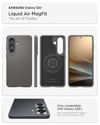 Image of Spigen Liquid Air MagFit | Samsung Galaxy S26+ Case [MagSafe] [Flexible] Galaxy S26 Plus Back Cover | TPU - Marble Gray