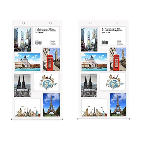trendfinding® - 2 porte-photos muraux à pochettes transparentes - pour photos/cartes postales au format portrait et paysage - 8 pochettes de 10 x 15 cm chacun