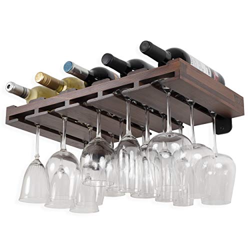 Rustic State Palomino Wall Mounted Wine Rack or Liquor Bottle Storage Holders  Stemware Racks Walnut Stained