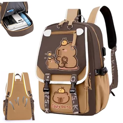 Sac à dos Capybara kawaii imperméable et multipoches pour filles - 2