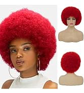 Dai Cloud 70s Red Afro Wig for Black Women Puff Short Curly Afro Kinky Wig Bouncy Huge Fluffy Sof...
