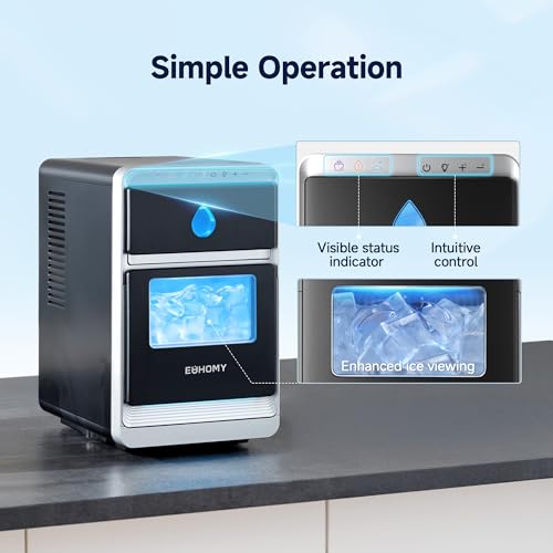 Image of EUHOMY LunaArc Crescent Ice Maker Countertop, 16Pcs Ready in 12Mins, 1600Pcs /Day, Auto Deep Cleaning, Timer, Adjustable Ice Thickness, Portable Ice Cube Maker for Whiskey /Coffee /Soft Drinks