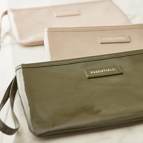 Petit sac à main mixte fermeture éclair pochette cuir verni sangle 9"x5"