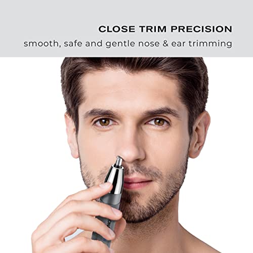 Conairman Ear, Nose, And Eyebrow Hair Trimmer For Men, Cordless Battery-Powered Trimmer With Professional Metal Handle, Patent 360 Bevel Blade For No Pull, No Snag Trimming Experience #TOP4