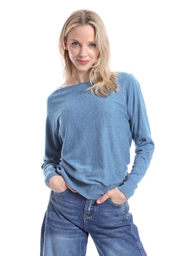Image of Minnie Rose Womens Long Sleeve Off The Shoulder Cotton Cashmere Pull Over Sweater