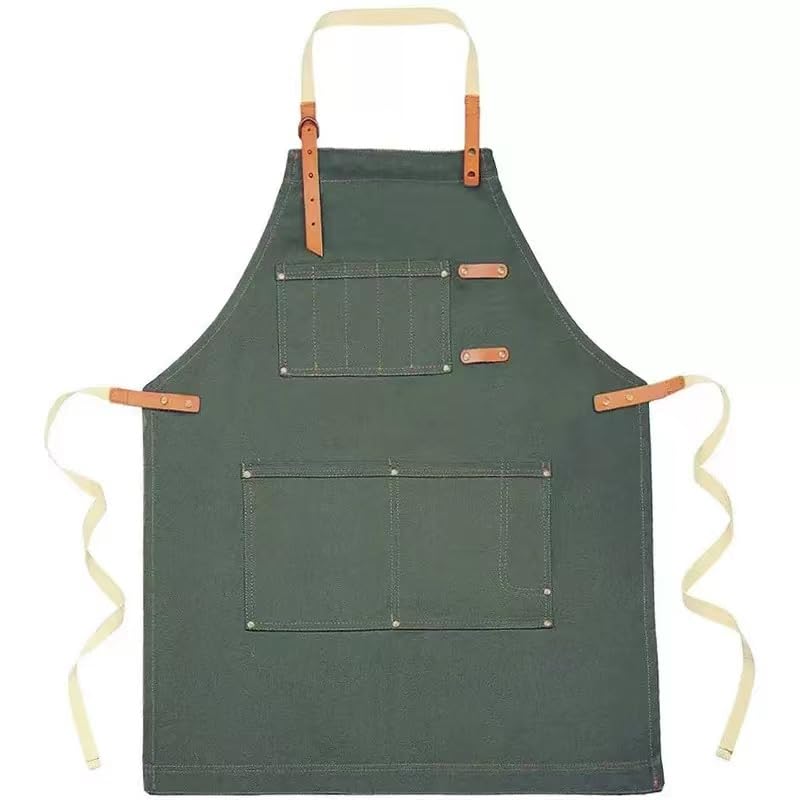 Chef Apron with Adjustable Straps for Men Women,PRITZKER Cotton Canvas Apron with Pockets for Artists Painting, Kitchen Cooking, BBQ