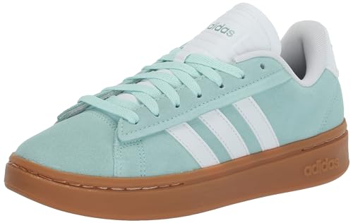 adidas Women's Grand Court Alpha Sneaker, Semi Flash Aqua/White/Magic Grey Metallic, 8.5