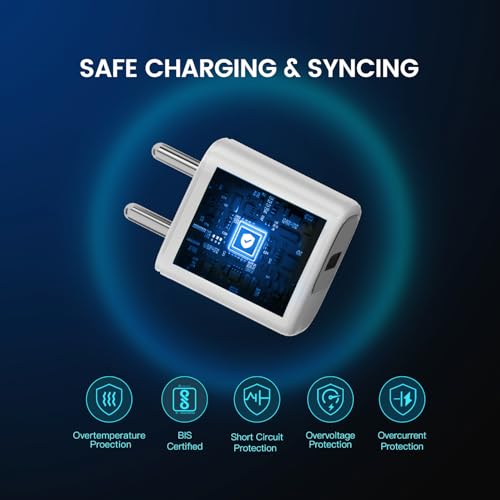 Image of DeperAI 12W Wall Charger USB Adapter, Compatible with iPhone, Samsung, Realme, Xiaomi, HTC and Oppo Mobiles, Fast Charging Adaptor, Supports UFCS, Wrap (White&Gray)