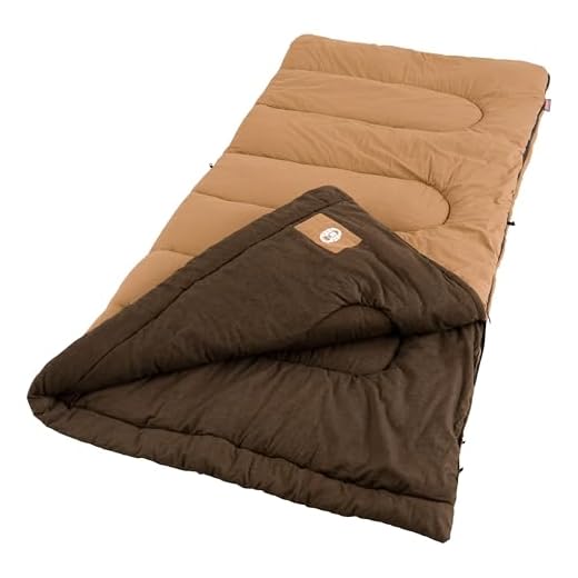 Coleman Dunnock 20°F Big ‘n Tall Sleeping Bag, Cold-Weather Sleeping Bag Fits Adults up to 6ft 4in, Machine Washable, Flannel Liner