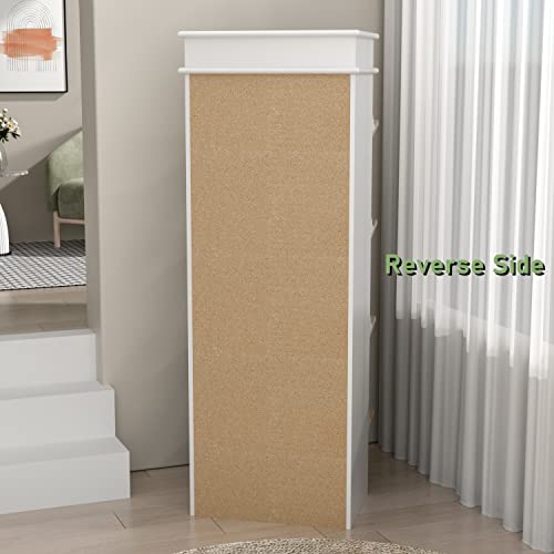 Agoteni Tall Shoe Cabinet With 4 Flip Drawers, Narrow Storage Cabinet, Wood Shoe Storage For Hallway Entrance, White+Natural (21.7”W X 9.8”D X 64”H) #TOP6