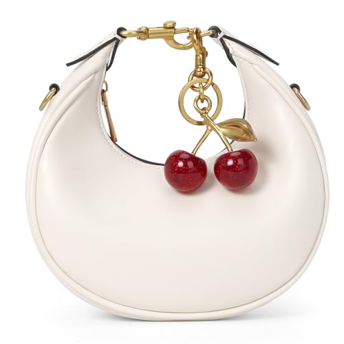 Image of JQWSVE Small Top Handle Bags for Women Mini Purses Cute Ladies Handbags Crescent Mini Crossbody Bags with Cherry
