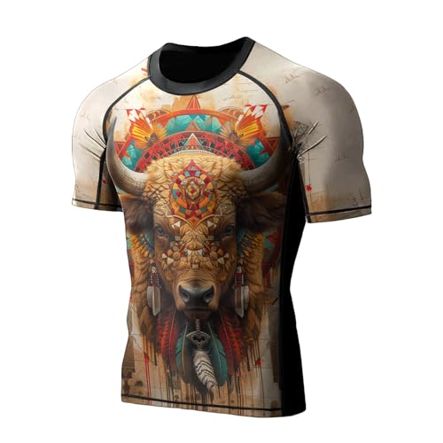 Compression Shirt Print 3D Never Fade Rash Guard, Mens Rash Guard Short Sleeve Gift On Birthday
