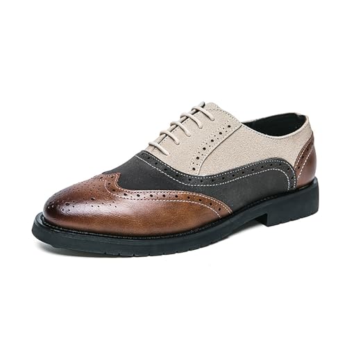 Zapatos de vestir con cordones for hombre, de dos tonos, Oxfords, color contrastante, con cordones, formales, for bodas, negocios, informales, suela de goma(Wei�,45 EU)