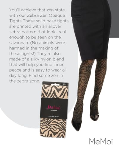 Image of MeMoi Women's Zebra Zen Opaque Nylon Tights