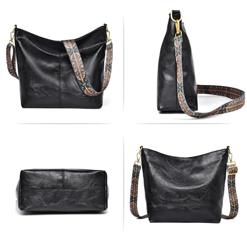 Image of Fashion Hobo Bags for Women Vegan Leather Crossbody Bag with Guitar Strap Shoulder Purses and Handbags