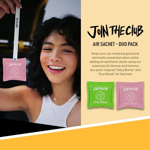 Image of Join The Club Hanging Air Freshener Sachets w /Natural Essential Oils for Car & Home Aromatherapy Fragrance Scent Packets - Oud Wood & Sexy Bomb Scent