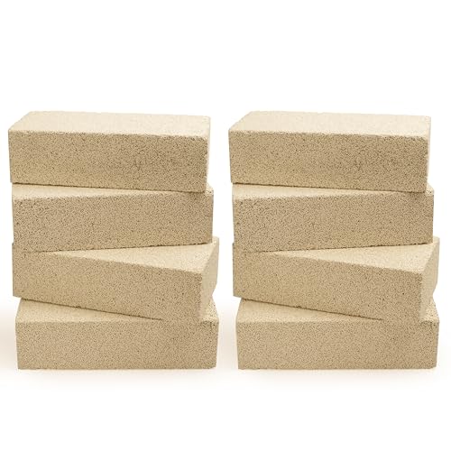 All About Steel - Insulating Fire Bricks Forges, Heating Oven Kilns and Fireplaces 9X4.5X2.5 inch 8 Pack (Beige Color), HB-364