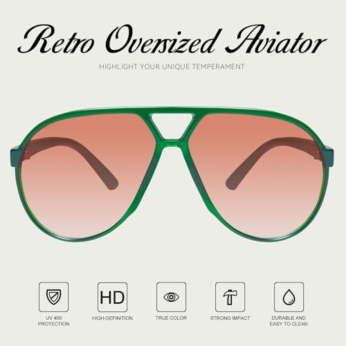 mosanana Trendy Aviator Oversized Sunglasses for Women Retro 70s Style MS524822