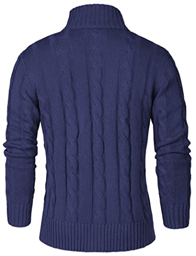 Aimeilgot Mens Fashion Casual Slim Fit Button Down Cable Knitted Stand Collar Cardigan Sweater2