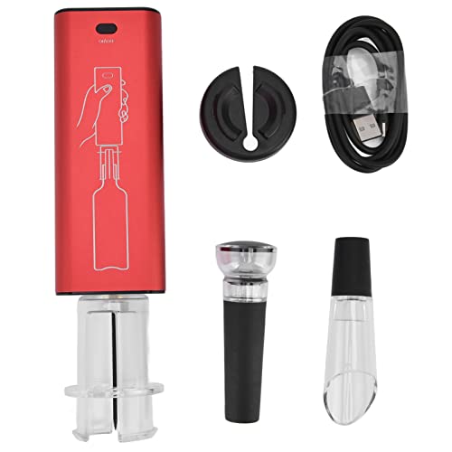 Abridor de vino eléctrico Aleación de aluminio USB Carga de sacacorchos Conjunto de sacacorchos con fiestas de aluminio restaurantes (Rojo)