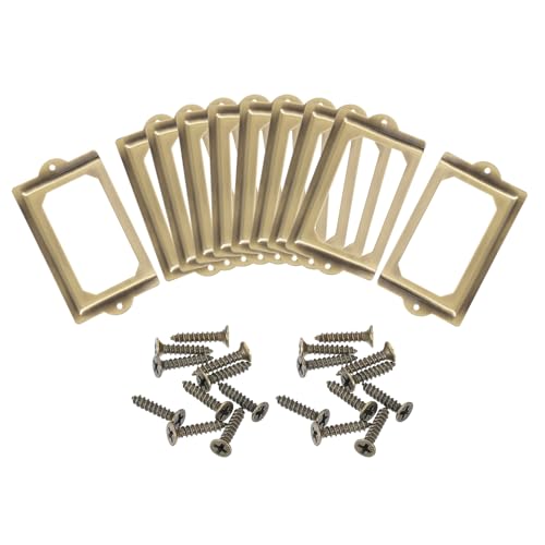 Porte-étiquettes en métal bronze vif 124x70mm pour tiroir et armoire de bureau - Lot de 10