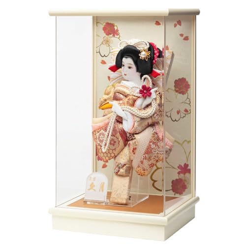 羽子板 久月 お祝い 初正月 羽子板飾り コンパクト ケース飾り 板ケース入 凛香 8号 金彩振袖 白 赤 アイボリー塗 アクリル モダン おしゃれ 2026 陣屋