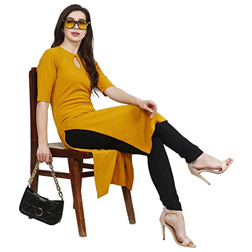 Image of POPWINGS Casual Plain Key Hole streachable Kurti