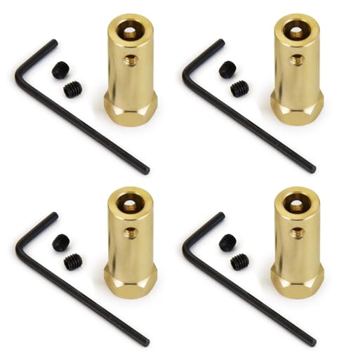 WEFEINO 4Pcs Hex Coupler 7mm Lengthen Brass Wheels Shaft Motor Coupling Flexible Connector for RC Car Upgrades (7mm)