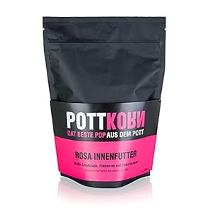 Pottkorn – Rosa Innenfutter, Popcorn mit weißer Schokolade und Himbeeren, 150 g