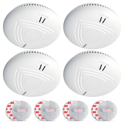 DAYTECH Detector de Humo con Pila de 10 Años   Instalación Fácil Alarma Antiincendios con Soporte Magnético Sin Taladros, Ideal para Hogar, Apartamento y Alquiler (Pack de 4, Blanco)