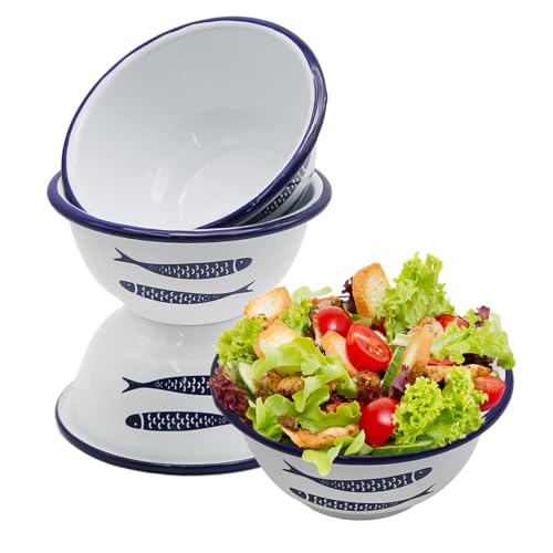 Lidscura FUSGLMQ1239 Set Of 4 Enamelware Vintage Classic 20 Oz Round Cereal Bowl thumb #1