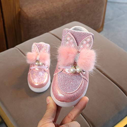 EnJoCho Little Girls LED Cartoon Infant Luminous Kids Baby Shoes Sport Toddler Rabbit Baby Shoes for Children 0 to 4 Years (Pink-1#qy, 3-3.5 Years)3