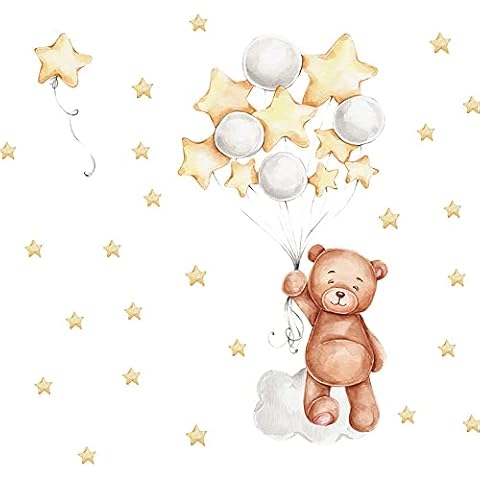 Pegatinas de Pared Estrellas con Oso y Globo Cover