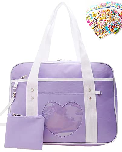 Boyowo Heart Kawaii Bag With Kawaii Wallet & Anime Sticker,Japanese Kawaii Backpack Ita Keychain Pins Aesthetic Kawaii Purse Travel Essentials For Women Mini Backpack For Female Laptop Bag Purple #TOP5