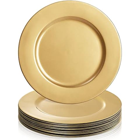 ZEAYEA 12 Pack Gold Charger Plates Cover