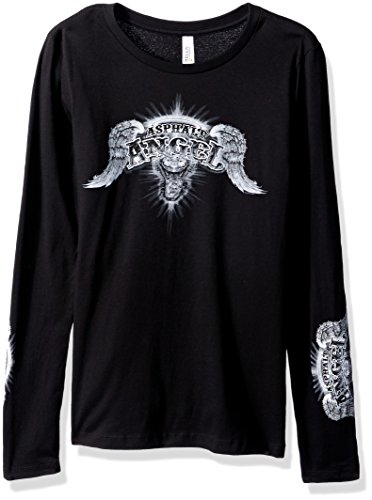 Hot Leathers Asphalt Angel Ladies Long Sleeve Tee (Black, Medium)