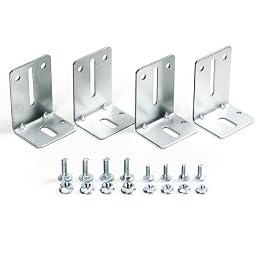 Garage Door Track Jamb Bracket J6, 4 Pack L-Shape Wall Mount Frame Brackets, Durable Galvanized Steel Hardware Kit, Includes 8 Bolts & Nuts for Track Support