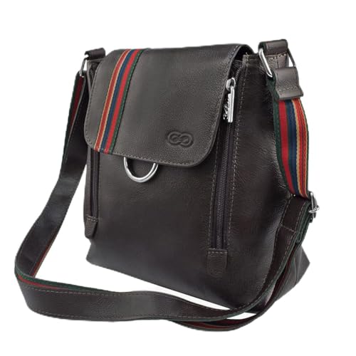 Bolsa Transversal VIOLETA em Couro (Café)
