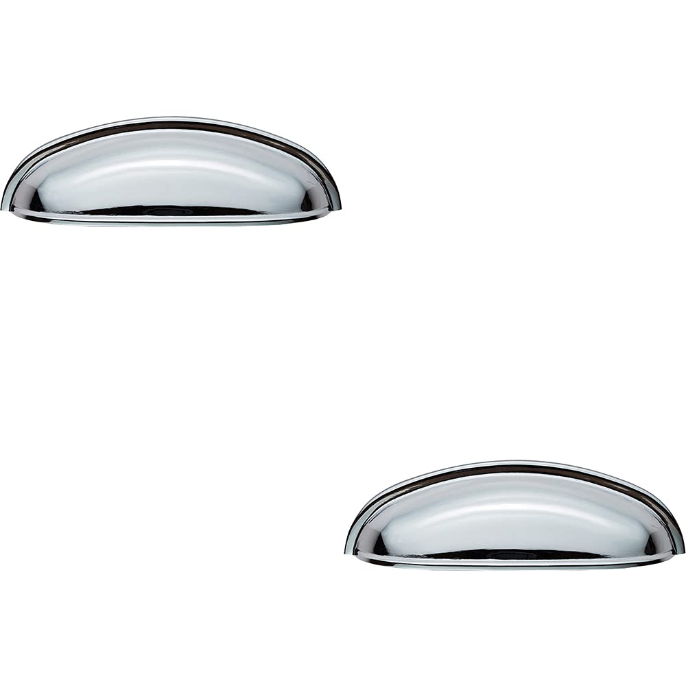 Loops 2X Shaker Cup Pull Handle 124 X 35Mm 96Mm Fixing Centres Polished Chrome