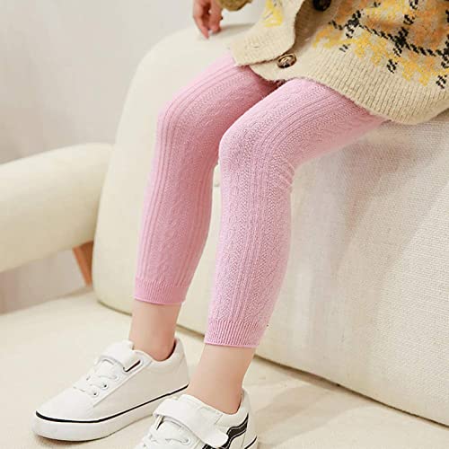 techcity Girls Leggings Baby Toddler Tights Stockings Cable Knit Cotton Pants - 4 Pack Footless Tights & 4 Pairs Socks2
