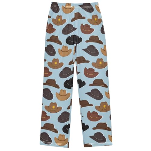 Boy's Pants Cartoon Cowboy Hat Jogger Pants Elastic Waist Long Bottoms Trousers with Pockets 6-14 Years
