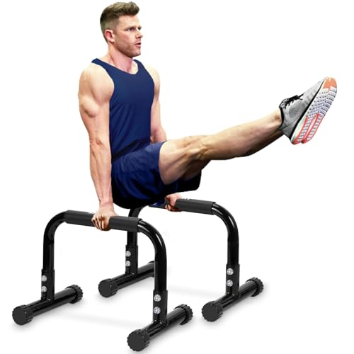TABEKE Push Up Bar 12 Inch High Non-Slip Parallettes Bars & Dip Bars With Foam Handles Heavy-Duty No Wobbling Calisthenics Equipment For Handstand L-Sit Gymnastics Strength Training Home Gym Use