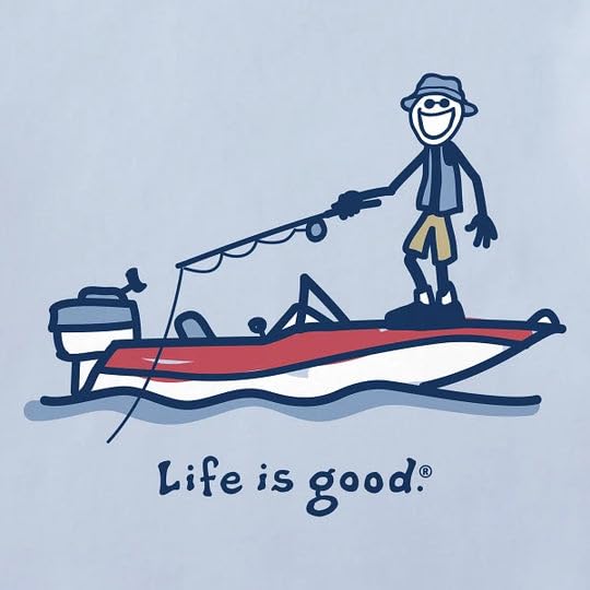 Life is Good. Men's Boat Fish Jake Short Sleeve Crusher Tee, Glacier Blue2